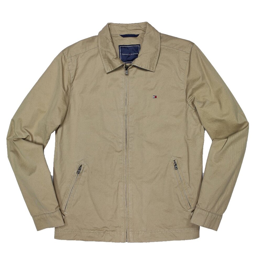 NWT TOMMY HILFIGER Men's Flag Logo CLSC Windbreaker Jacket Beige MSRP $219